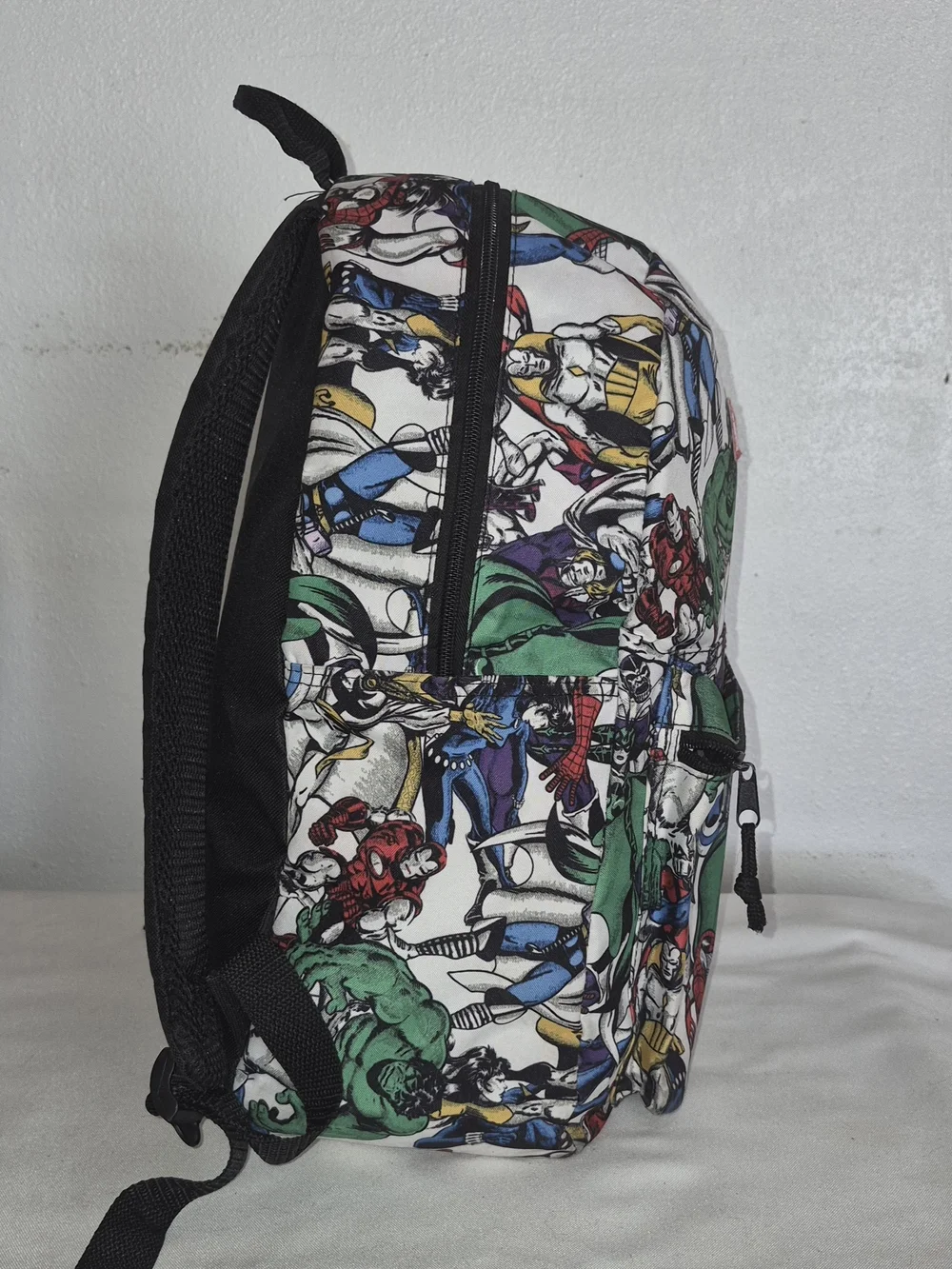 Marvel Avengers Multicolor Comic Character Backpack - White Base